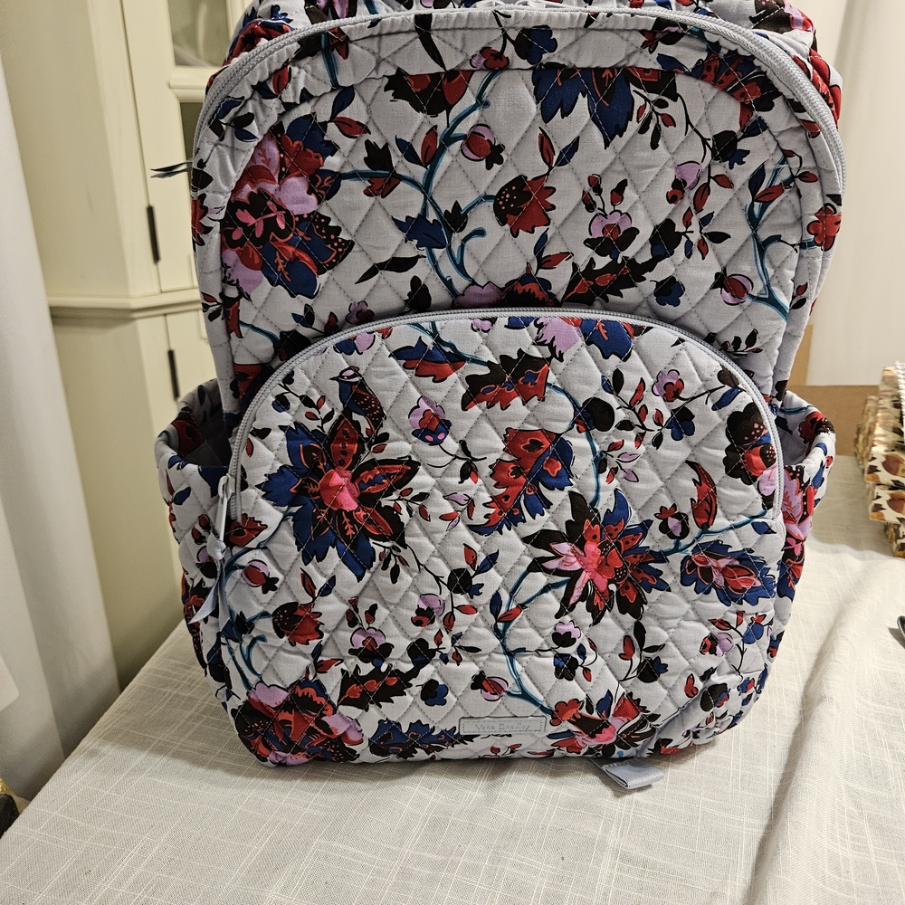 Vera Bradley Gray and Pink Floral Backpack
